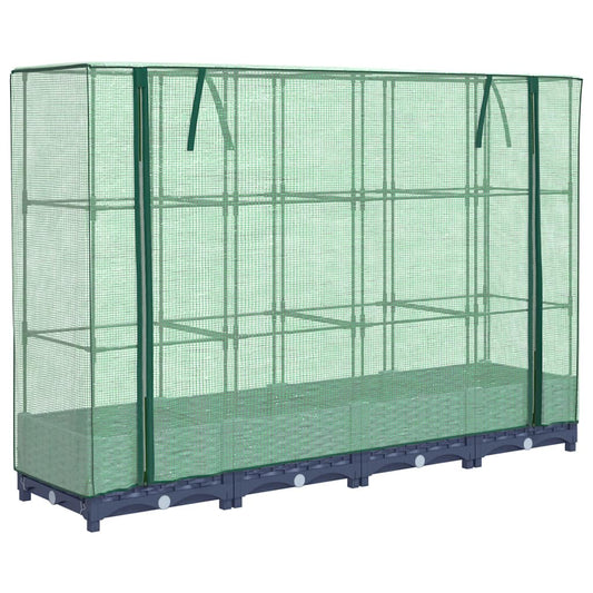 Raised Bed with Greenhouse Cover Rattan Look 160x40x123 cm Raised Bed with Greenhouse Cover Rattan Look 160x40x123 cm