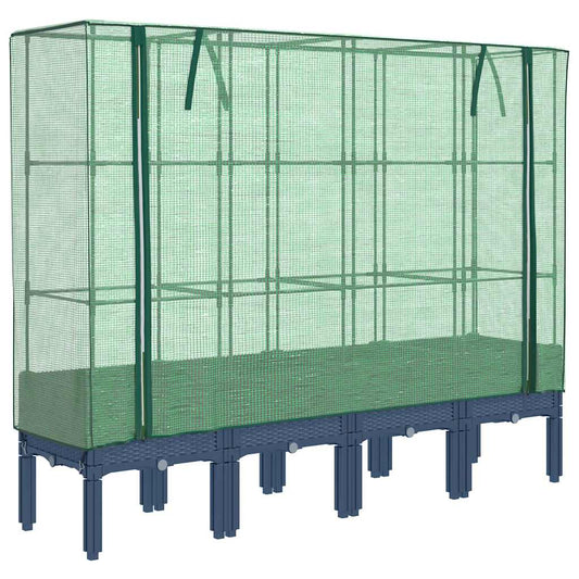 Raised Bed with Greenhouse Cover Rattan Look 160x40x140 cm Raised Bed with Greenhouse Cover Rattan Look 160x40x140 cm