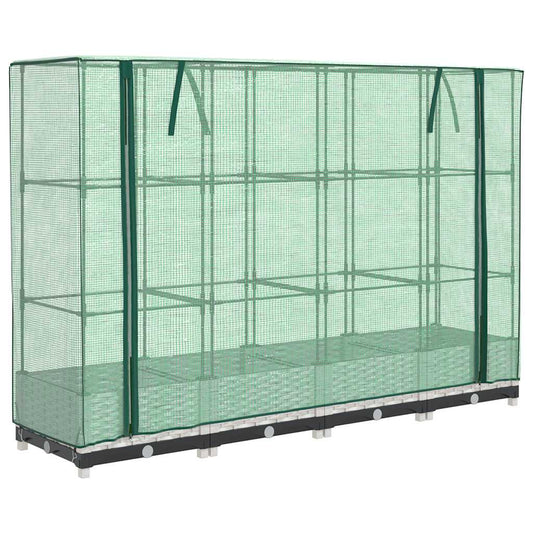 Raised Bed with Greenhouse Cover Rattan Look 160x40x123 cm Raised Bed with Greenhouse Cover Rattan Look 160x40x123 cm