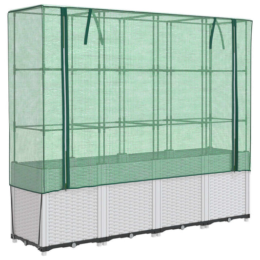 Raised Bed with Greenhouse Cover Rattan Look 160x40x153 cm Raised Bed with Greenhouse Cover Rattan Look 160x40x153 cm