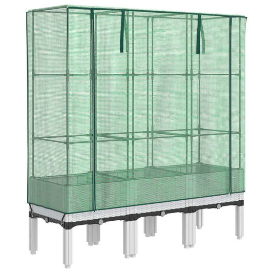 Raised Bed with Greenhouse Cover Rattan Look 120x40x140 cm Raised Bed with Greenhouse Cover Rattan Look 120x40x140 cm