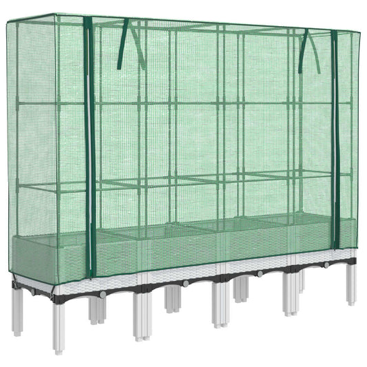 Raised Bed with Greenhouse Cover Rattan Look 160x40x140 cm Raised Bed with Greenhouse Cover Rattan Look 160x40x140 cm