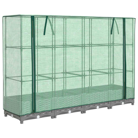 Raised Bed with Greenhouse Cover Rattan Look 160x40x123 cm Raised Bed with Greenhouse Cover Rattan Look 160x40x123 cm