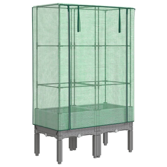 Raised Bed with Greenhouse Cover Rattan Look 80x40x140 cm Raised Bed with Greenhouse Cover Rattan Look 80x40x140 cm