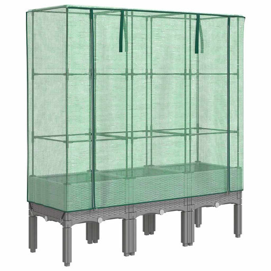 Raised Bed with Greenhouse Cover Rattan Look 120x40x140 cm Raised Bed with Greenhouse Cover Rattan Look 120x40x140 cm