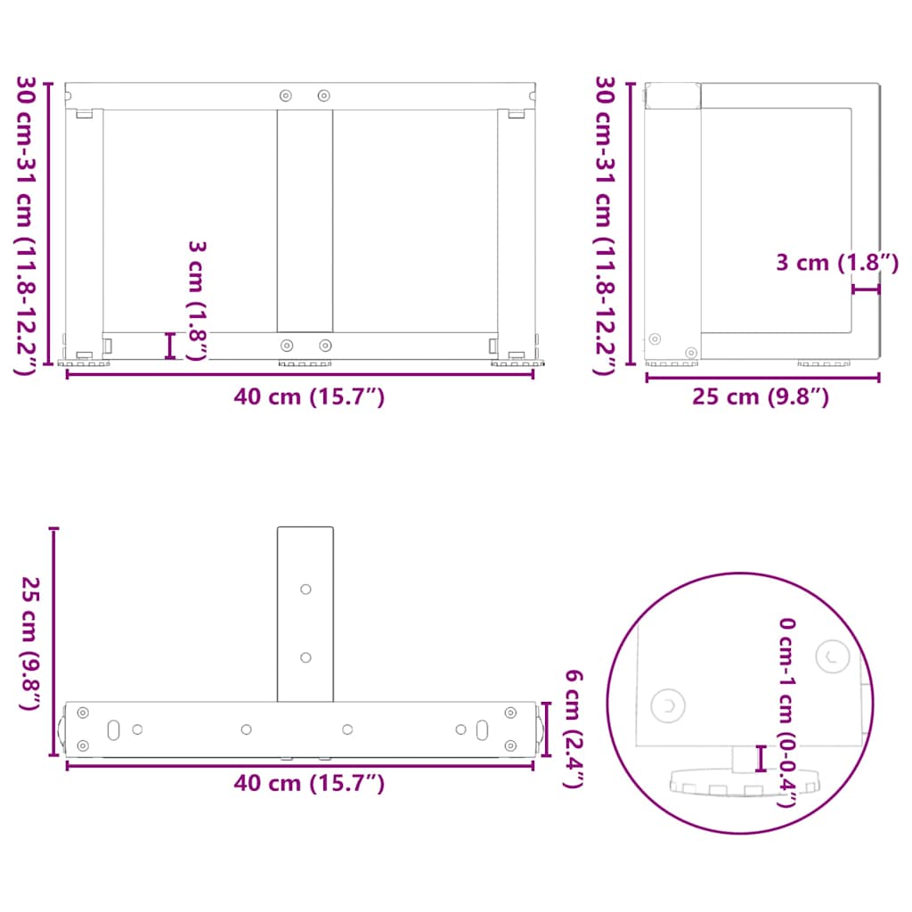 Coffee Table Legs T-Shaped 2 pcs Natural Steel 40x25x(30-31) cm Steel