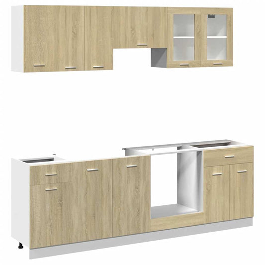 8 Piece Kitchen Cabinet Set "Lyon" Sonoma Oak Engineered Wood 8 Piece Kitchen Cabinet Set "Lyon" Sonoma Oak Engineered Wood