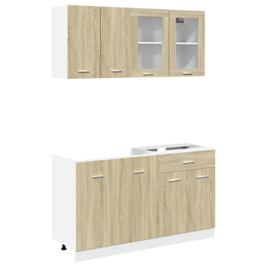 4 Piece Kitchen Cabinet Set "Lyon" Sonoma Oak Engineered Wood 4 Piece Kitchen Cabinet Set "Lyon" Sonoma Oak Engineered Wood