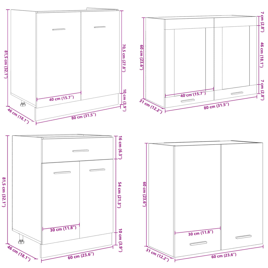 4 Piece Kitchen Cabinet Set "Lyon" Sonoma Oak Engineered Wood