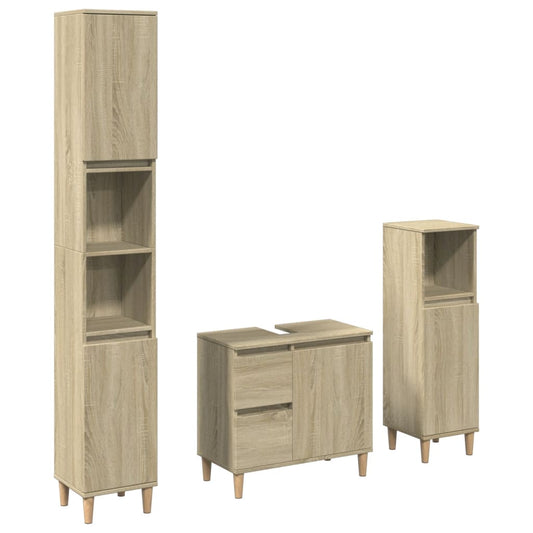 3 Piece Bathroom Furniture Set Sonoma Oak Engineered Wood 3 Piece Bathroom Furniture Set Sonoma Oak Engineered Wood