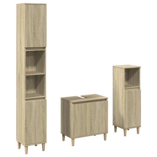 3 Piece Bathroom Furniture Set Sonoma Oak Engineered Wood 3 Piece Bathroom Furniture Set Sonoma Oak Engineered Wood