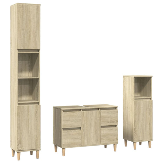 3 Piece Bathroom Furniture Set Sonoma Oak Engineered Wood 3 Piece Bathroom Furniture Set Sonoma Oak Engineered Wood