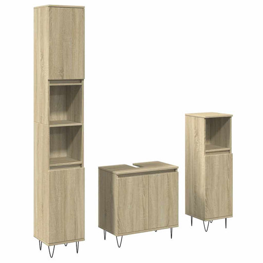 3 Piece Bathroom Furniture Set Sonoma Oak Engineered Wood 3 Piece Bathroom Furniture Set Sonoma Oak Engineered Wood