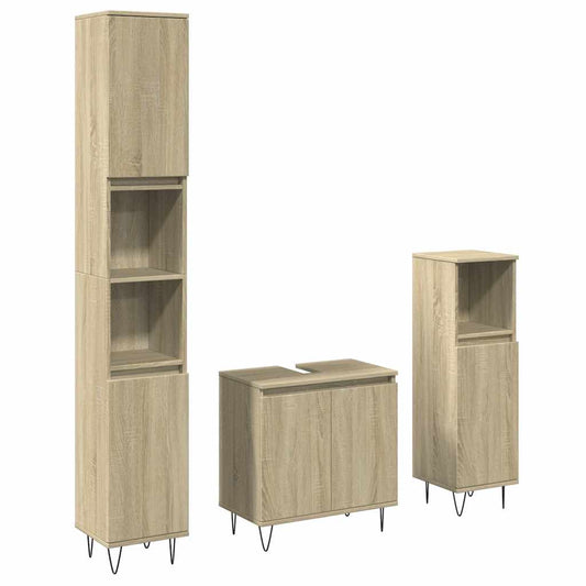 3 Piece Bathroom Furniture Set Sonoma Oak Engineered Wood 3 Piece Bathroom Furniture Set Sonoma Oak Engineered Wood