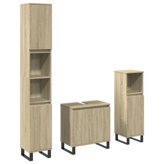 3 Piece Bathroom Furniture Set Sonoma Oak Engineered Wood 3 Piece Bathroom Furniture Set Sonoma Oak Engineered Wood