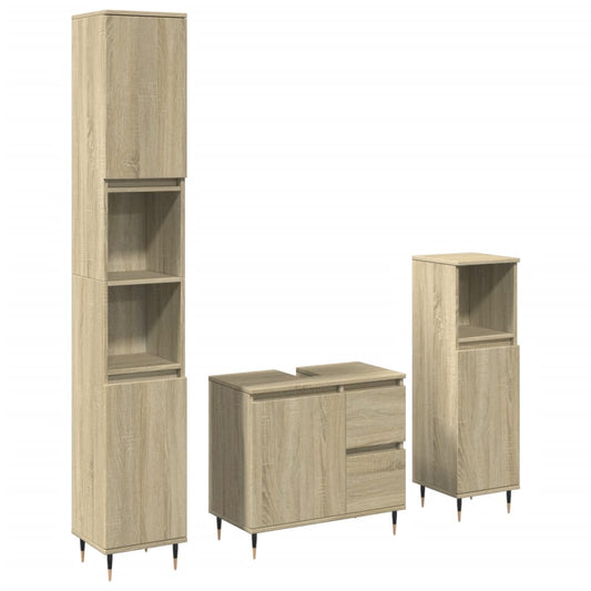 3 Piece Bathroom Furniture Set Sonoma Oak Engineered Wood 3 Piece Bathroom Furniture Set Sonoma Oak Engineered Wood