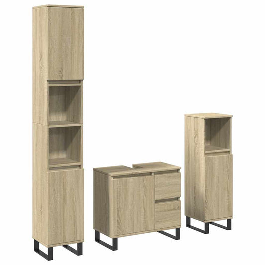 3 Piece Bathroom Furniture Set Sonoma Oak Engineered Wood 3 Piece Bathroom Furniture Set Sonoma Oak Engineered Wood