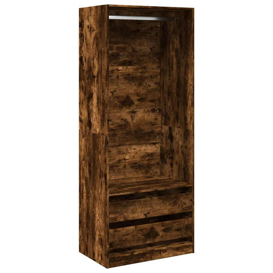 Wardrobe Smoked Oak 80x50x200 cm Engineered Wood Wardrobe Smoked Oak 80x50x200 cm Engineered Wood