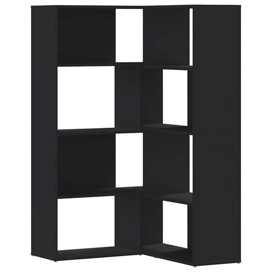 Corner Bookcase 4-Tier Black 85x85x140 cm Engineered Wood Corner Bookcase 4-Tier Black 85x85x140 cm Engineered Wood