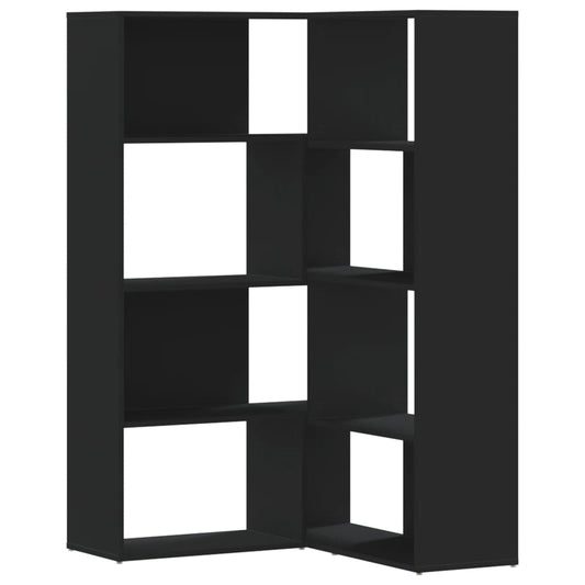 Corner Bookcase 4-Tier Black 85x85x140 cm Engineered Wood Corner Bookcase 4-Tier Black 85x85x140 cm Engineered Wood