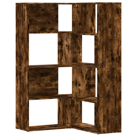 Corner Bookcase 4-Tier Smoked Oak 85x85x140 cm Engineered Wood Corner Bookcase 4-Tier Smoked Oak 85x85x140 cm Engineered Wood