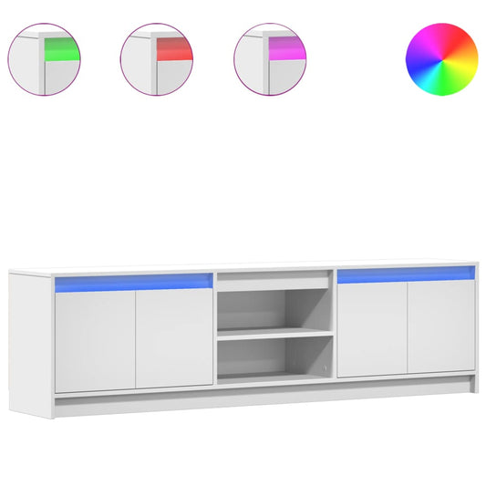 TV Cabinet with LED White 180x34x50 cm Engineered Wood TV Cabinet with LED White 180x34x50 cm Engineered Wood