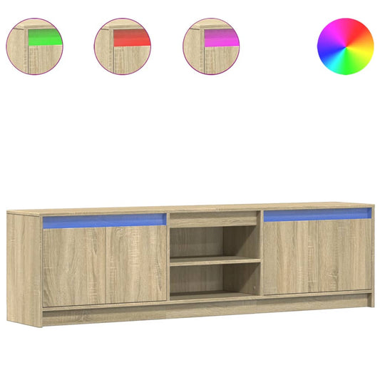 TV Cabinet with LED Sonoma Oak 180x34x50 cm Engineered Wood TV Cabinet with LED Sonoma Oak 180x34x50 cm Engineered Wood