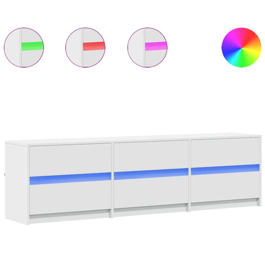 TV Cabinet with LED White 180x34x50 cm Engineered Wood TV Cabinet with LED White 180x34x50 cm Engineered Wood