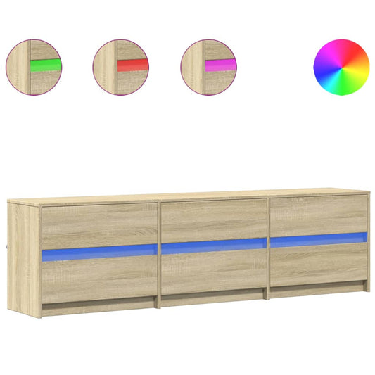 TV Cabinet with LED Sonoma Oak 180x34x50 cm Engineered Wood TV Cabinet with LED Sonoma Oak 180x34x50 cm Engineered Wood