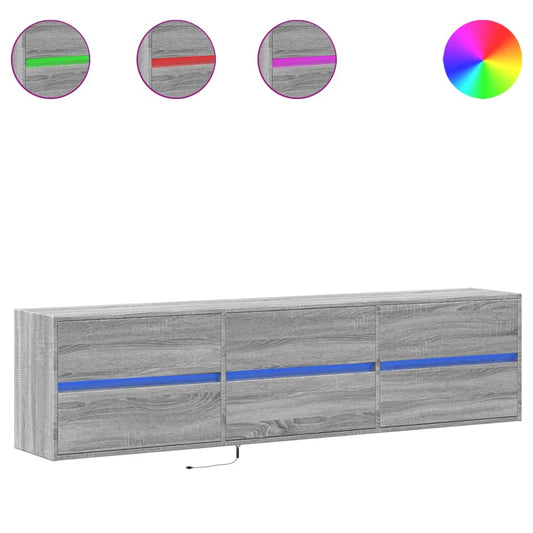 TV Wall Cabinet with LED Grey Sonoma 180x31x45 cm TV Wall Cabinet with LED Grey Sonoma 180x31x45 cm
