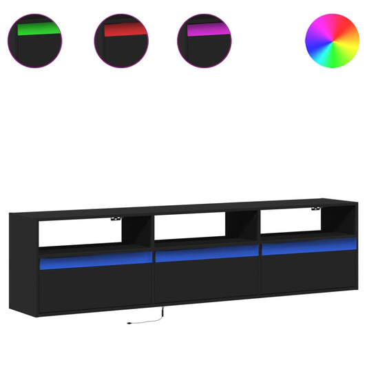 TV Wall Cabinet with LED Black 180x31x45 cm TV Wall Cabinet with LED Black 180x31x45 cm