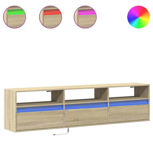 TV Wall Cabinet with LED Sonoma Oak 180x31x45 cm TV Wall Cabinet with LED Sonoma Oak 180x31x45 cm