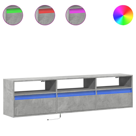 TV Wall Cabinet with LED Concrete Grey 180x31x45 cm TV Wall Cabinet with LED Concrete Grey 180x31x45 cm