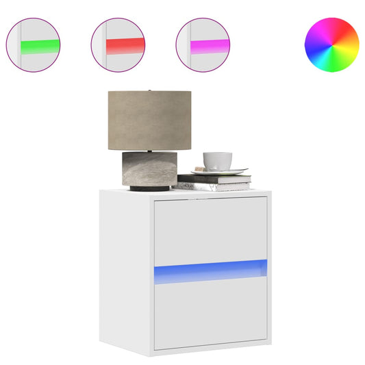 Wall-mounted Bedside Cabinets with LED Lights 2 pcs White Wall-mounted Bedside Cabinets with LED Lights 2 pcs White