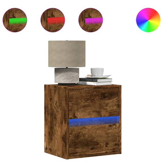 Wall-mounted Bedside Cabinets with LED Lights 2 pcs Smoked Oak Wall-mounted Bedside Cabinets with LED Lights 2 pcs Smoked Oak
