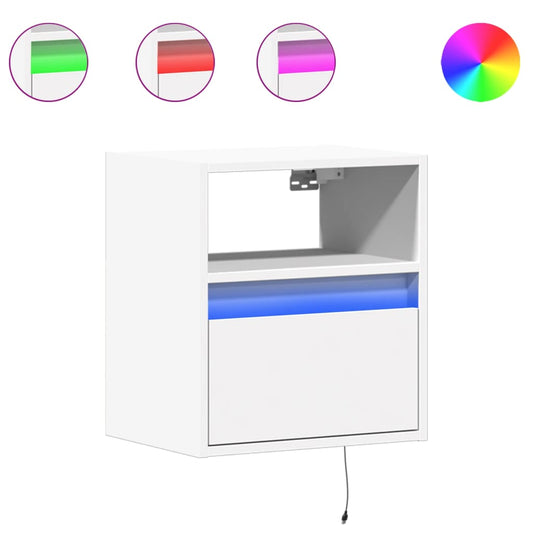 Wall-mounted Bedside Cabinets with LED Lights 2 pcs White Wall-mounted Bedside Cabinets with LED Lights 2 pcs White