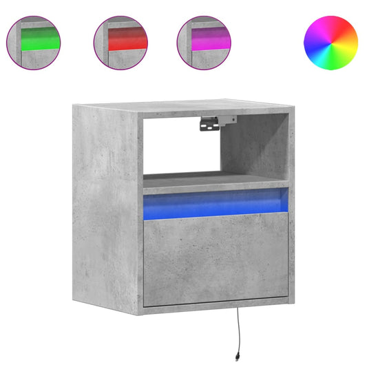 Wall-mounted Bedside Cabinets with LED Lights 2 pcs Concrete Grey Wall-mounted Bedside Cabinets with LED Lights 2 pcs Concrete Grey