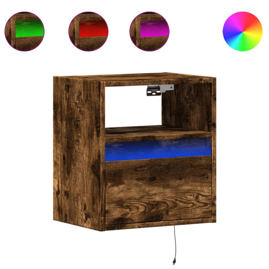 Wall-mounted Bedside Cabinets with LED Lights 2 pcs Smoked Oak Wall-mounted Bedside Cabinets with LED Lights 2 pcs Smoked Oak
