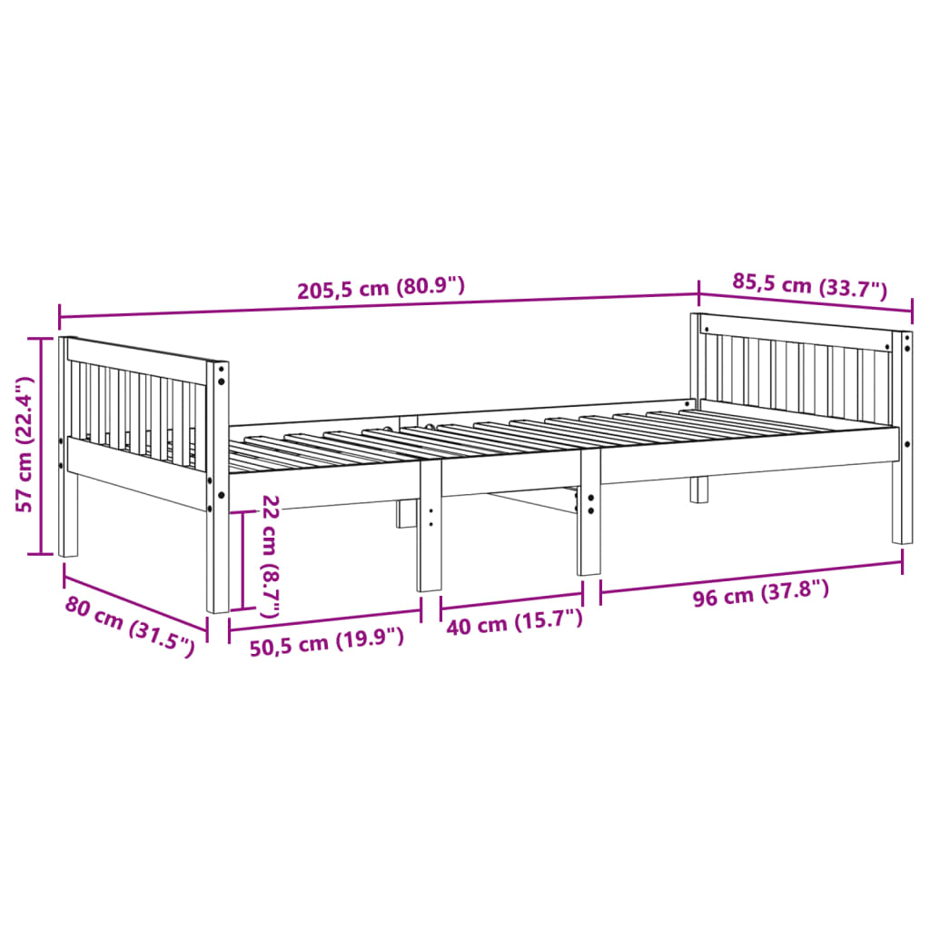 Children's Bed without Mattress 80x200 cm Solid Wood Pine