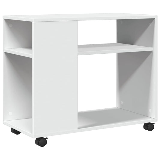 Side Table with Wheels White 70x35x60 cm Engineered Wood Side Table with Wheels White 70x35x60 cm Engineered Wood