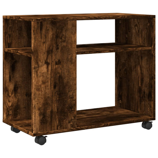 Side Table with Wheels Smoked Oak 70x35x60 cm Engineered Wood Side Table with Wheels Smoked Oak 70x35x60 cm Engineered Wood