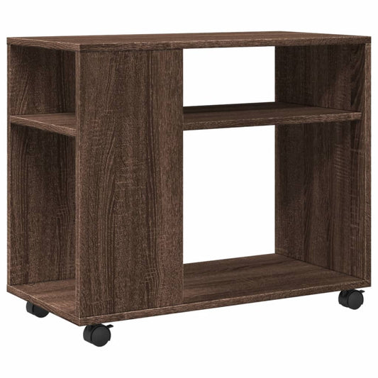 Side Table with Wheels Brown Oak 70x35x60 cm Engineered Wood Side Table with Wheels Brown Oak 70x35x60 cm Engineered Wood