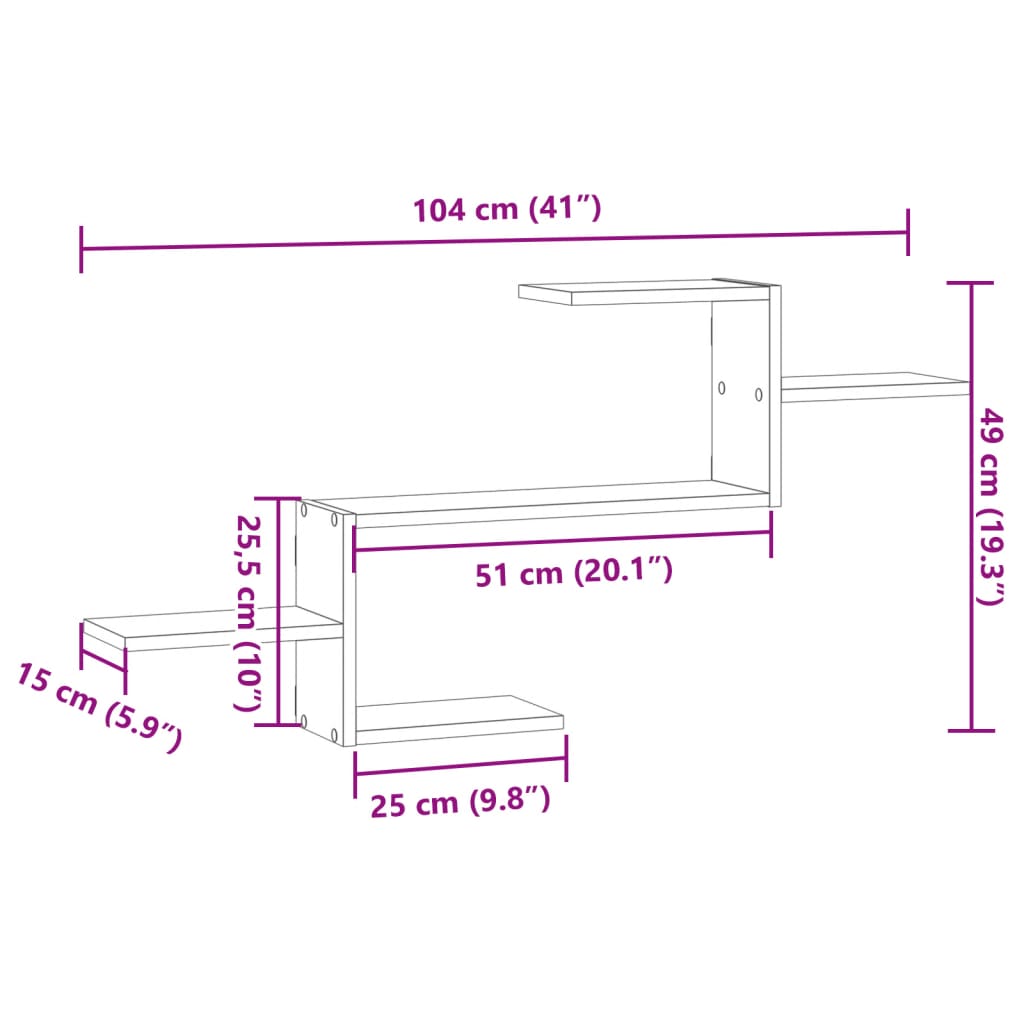 Wall Shelf Artisian Oak 104x15x49 cm Engineered Wood
