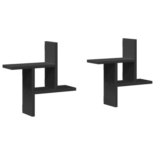 Wall Shelves 2 pcs Black 38x12x38 cm Engineered Wood Wall Shelves 2 pcs Black 38x12x38 cm Engineered Wood