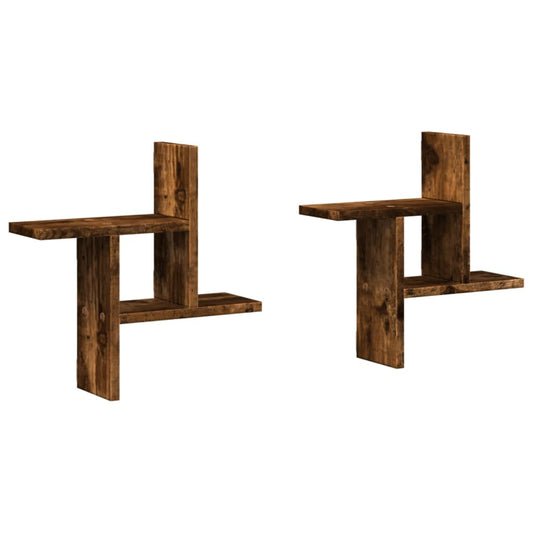 Wall Shelves 2 pcs Smoked Oak 38x12x38 cm Engineered Wood Wall Shelves 2 pcs Smoked Oak 38x12x38 cm Engineered Wood