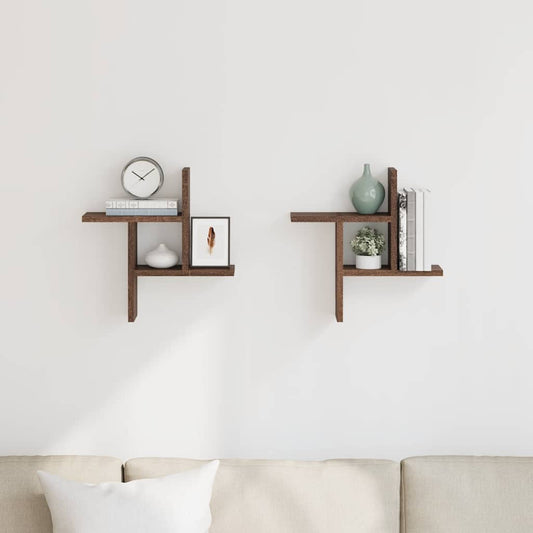Wall Shelves 2 pcs Brown Oak 38x12x38 cm Engineered Wood Wall Shelves 2 pcs Brown Oak 38x12x38 cm Engineered Wood