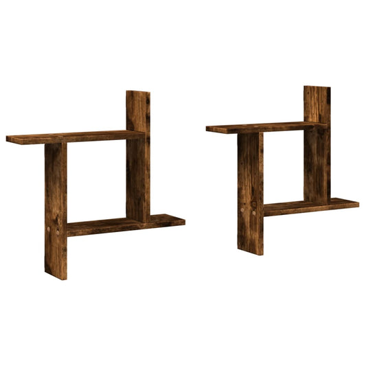 Wall Shelves 2 pcs Smoked Oak 50x12x50 cm Engineered Wood Wall Shelves 2 pcs Smoked Oak 50x12x50 cm Engineered Wood