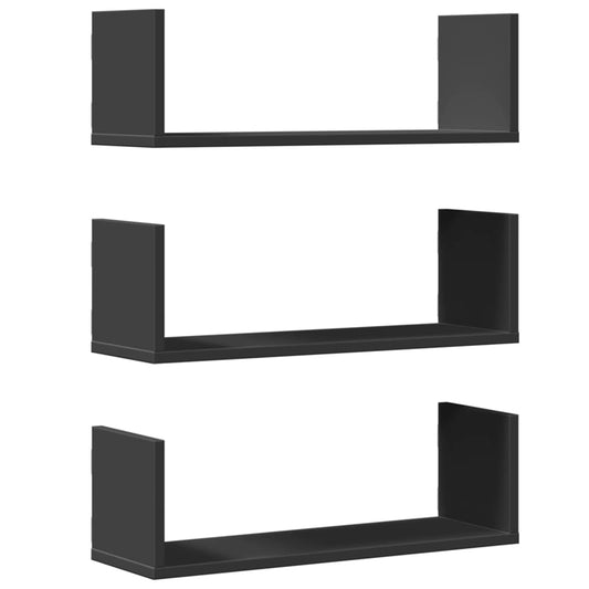 Wall Shelves 3 pcs Black 58x18x18 cm Engineered Wood Wall Shelves 3 pcs Black 58x18x18 cm Engineered Wood