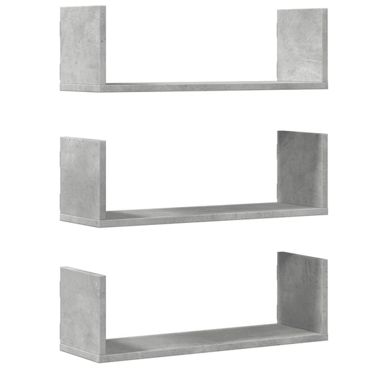 Wall Shelves 3 pcs Concrete Grey 58x18x18 cm Engineered Wood Wall Shelves 3 pcs Concrete Grey 58x18x18 cm Engineered Wood