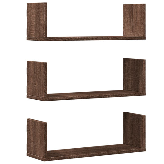 Wall Shelves 3 pcs Brown Oak 58x18x18 cm Engineered Wood Wall Shelves 3 pcs Brown Oak 58x18x18 cm Engineered Wood